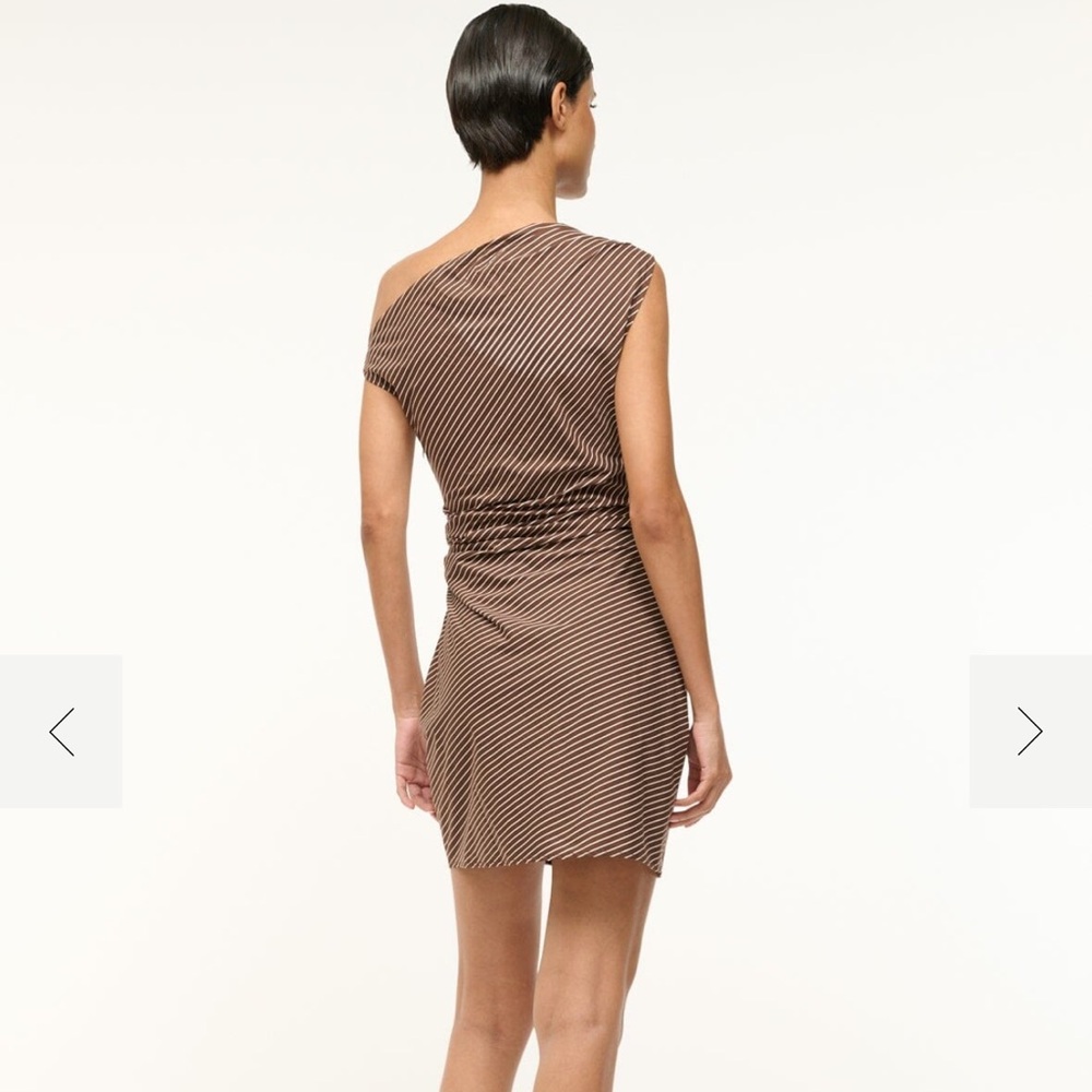 STAUD One-Shoulder Brown Striped Dress - Picture 4 of 13